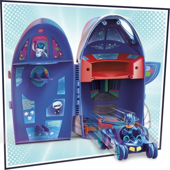 PJ Masks 2-in-1 HQ Playset with Catboy Action Figure and Cat Car Vehicle NWT - Picture 3 of 6